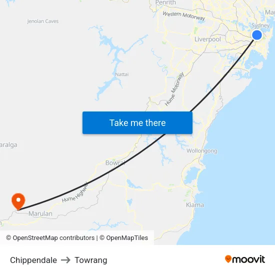 Chippendale to Towrang map