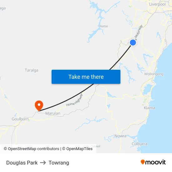 Douglas Park to Towrang map