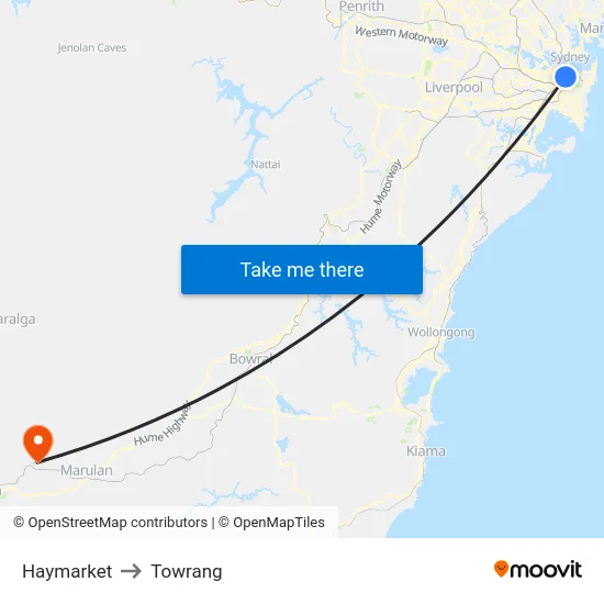 Haymarket to Towrang map