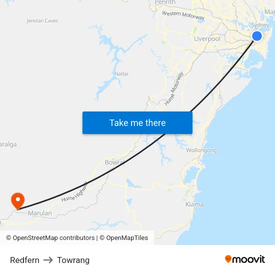 Redfern to Towrang map