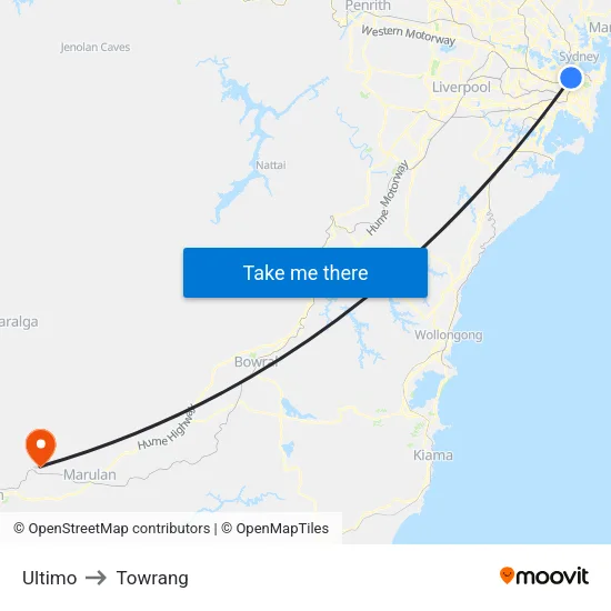 Ultimo to Towrang map