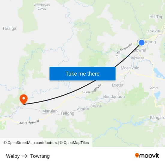Welby to Towrang map