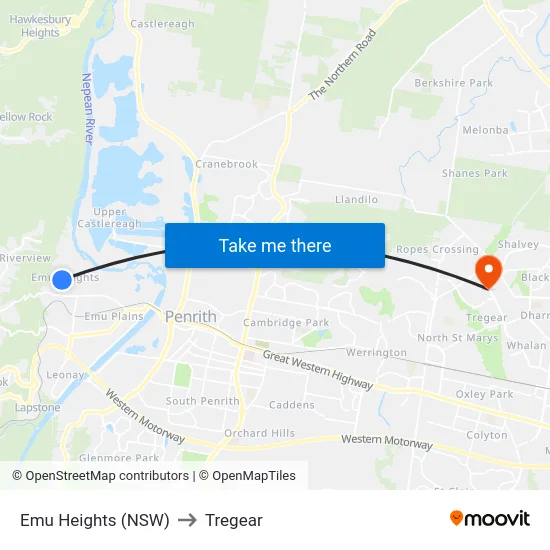 Emu Heights (NSW) to Tregear map