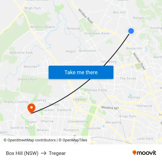 Box Hill (NSW) to Tregear map