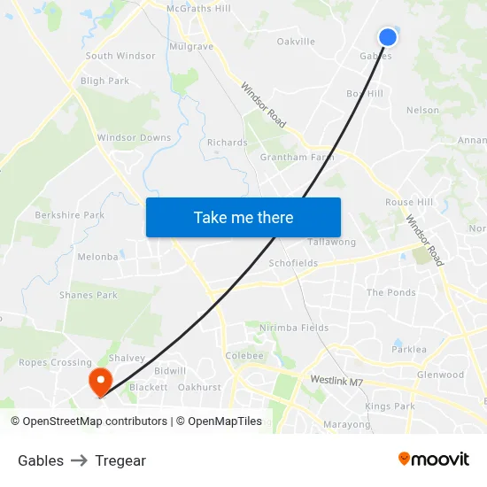 Gables to Tregear map