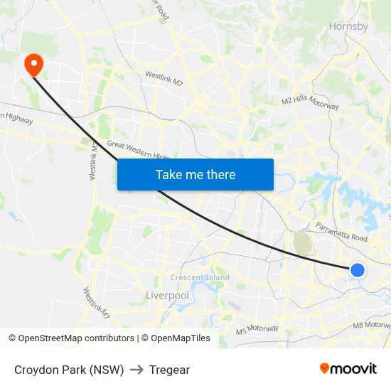 Croydon Park (NSW) to Tregear map