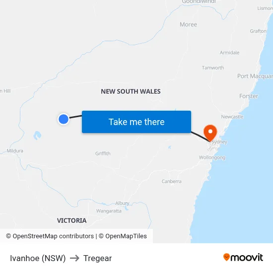 Ivanhoe (NSW) to Tregear map