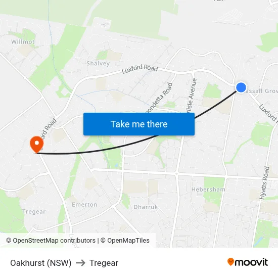 Oakhurst (NSW) to Tregear map