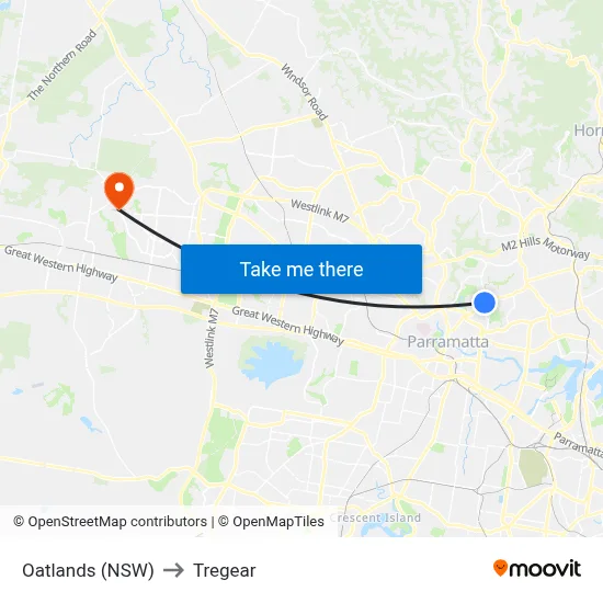 Oatlands (NSW) to Tregear map