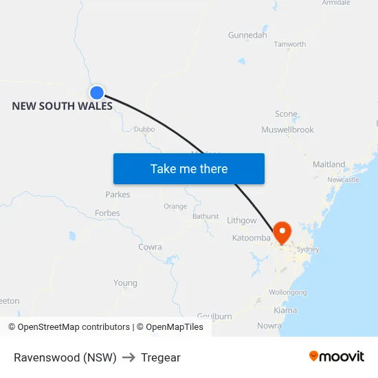 Ravenswood (NSW) to Tregear map