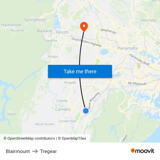 Blairmount to Tregear map
