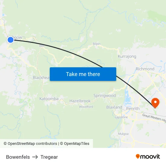 Bowenfels to Tregear map