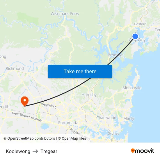 Koolewong to Tregear map