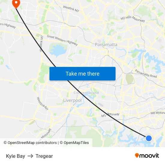 Kyle Bay to Tregear map