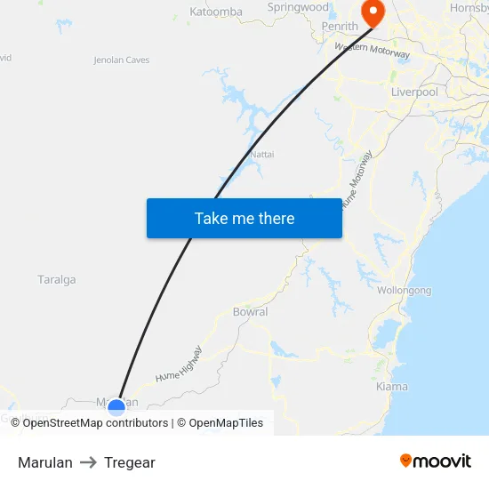 Marulan to Tregear map