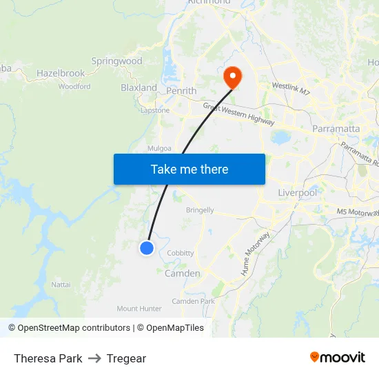 Theresa Park to Tregear map