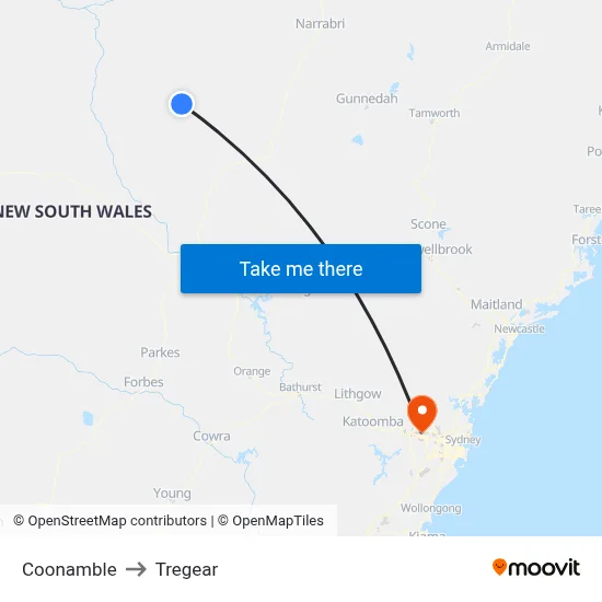Coonamble to Tregear map