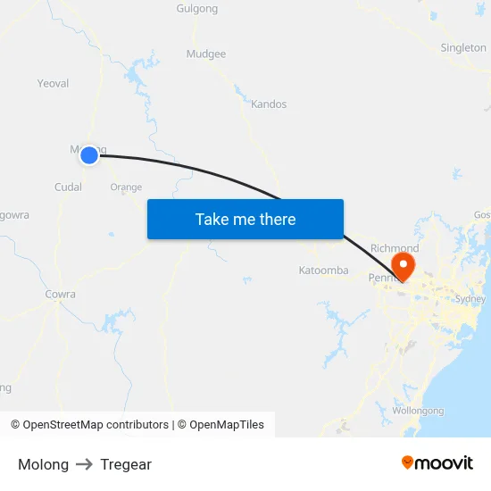 Molong to Tregear map