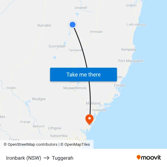 Ironbark (NSW) to Tuggerah map