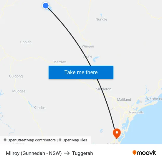 Milroy (Gunnedah - NSW) to Tuggerah map