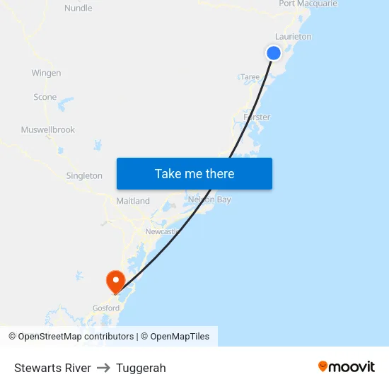 Stewarts River to Tuggerah map