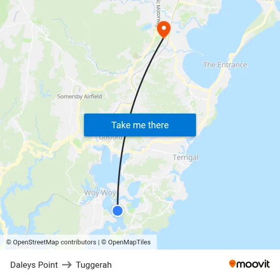 Daleys Point to Tuggerah map