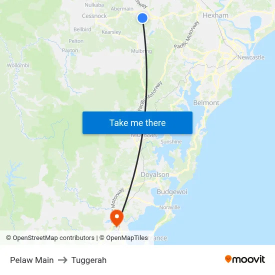 Pelaw Main to Tuggerah map