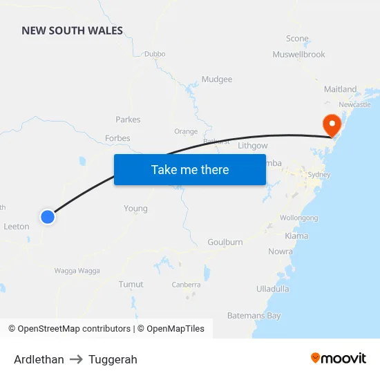Ardlethan to Tuggerah map