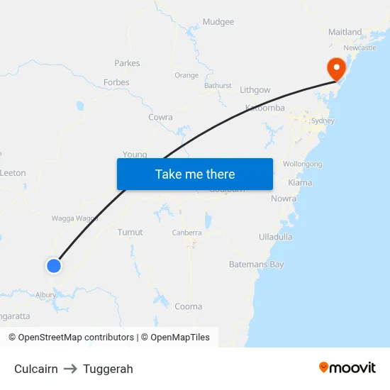 Culcairn to Tuggerah map