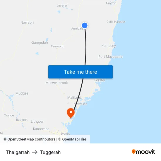 Thalgarrah to Tuggerah map