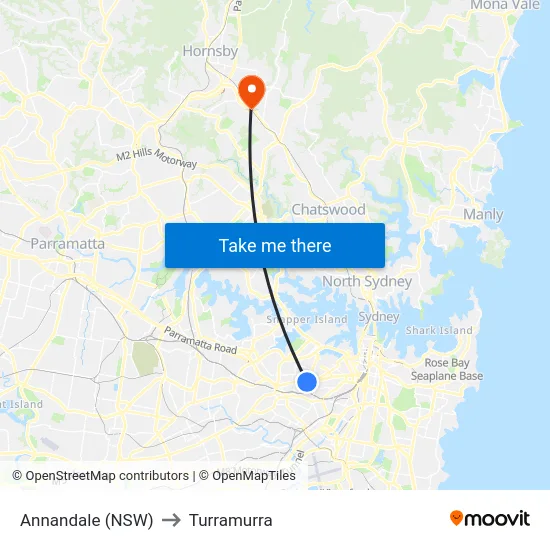 Annandale (NSW) to Turramurra map