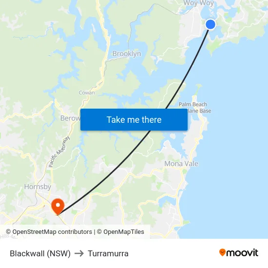 Blackwall (NSW) to Turramurra map