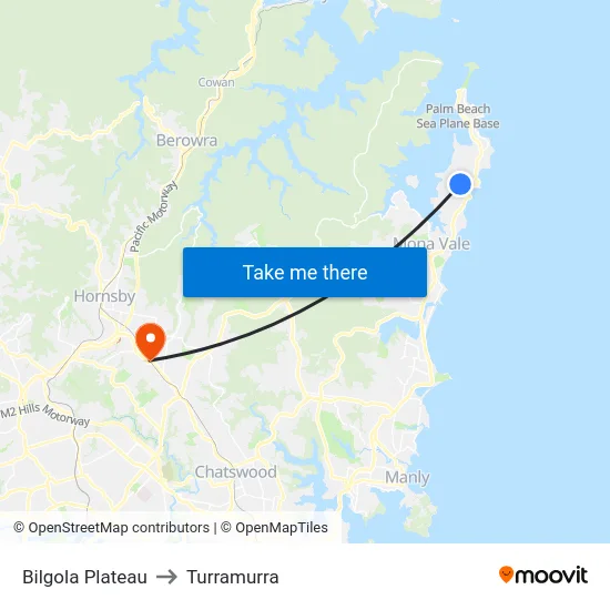 Bilgola Plateau to Turramurra map