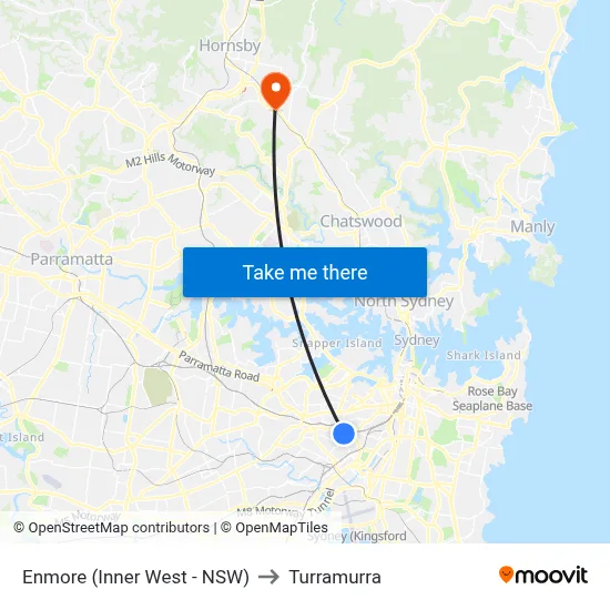 Enmore (Inner West - NSW) to Turramurra map