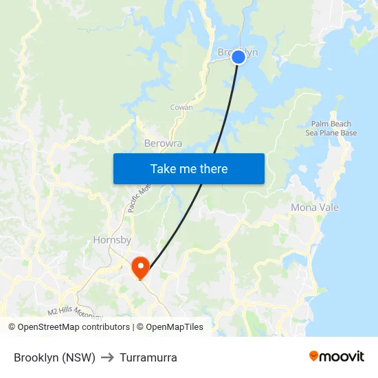 Brooklyn (NSW) to Turramurra map