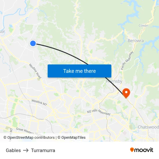 Gables to Turramurra map