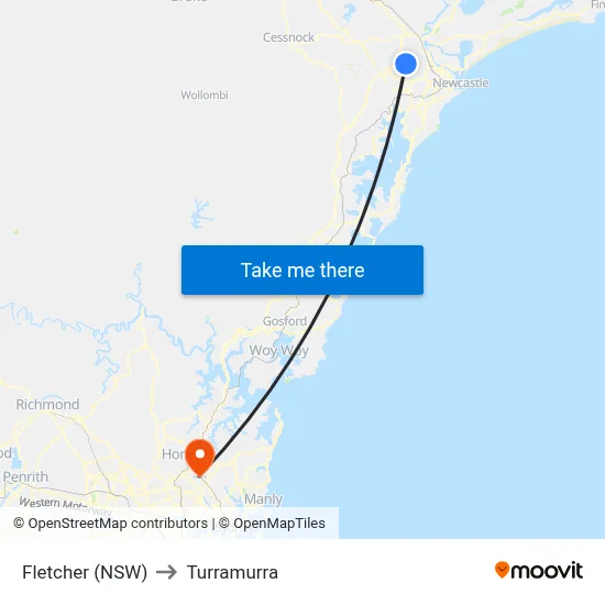 Fletcher (NSW) to Turramurra map