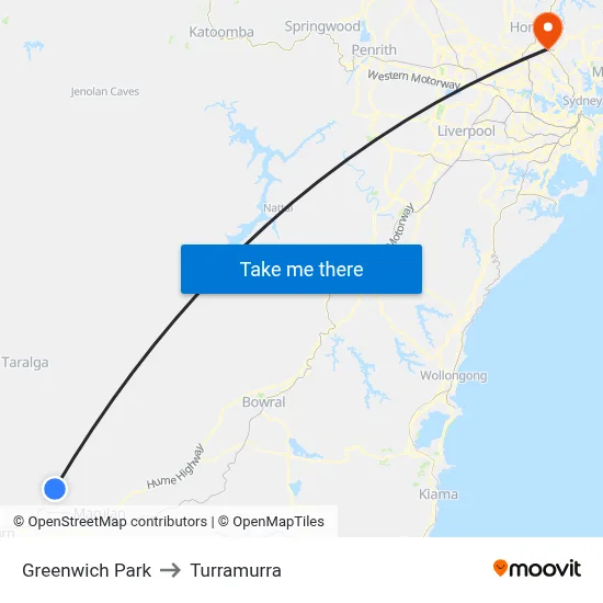 Greenwich Park to Turramurra map