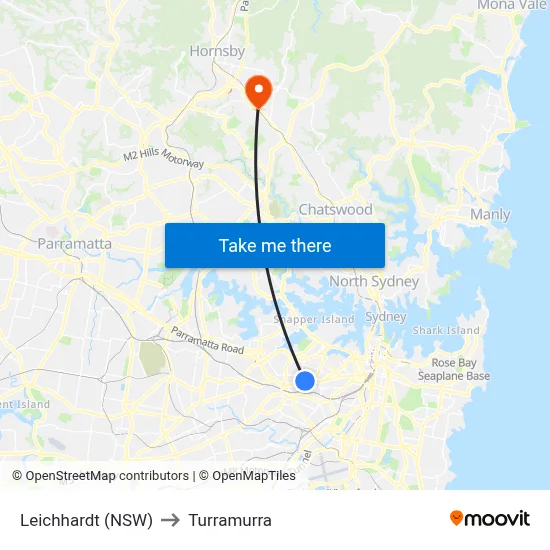 Leichhardt (NSW) to Turramurra map