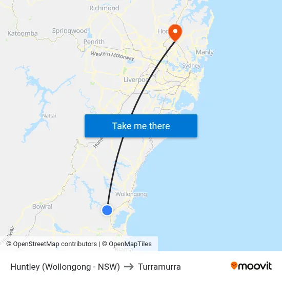 Huntley (Wollongong - NSW) to Turramurra map