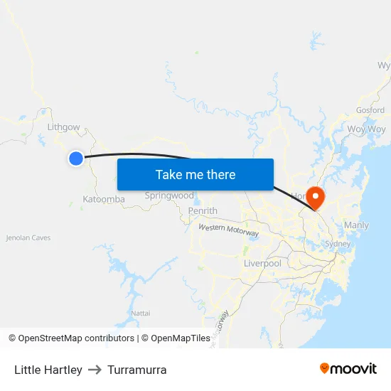 Little Hartley to Turramurra map