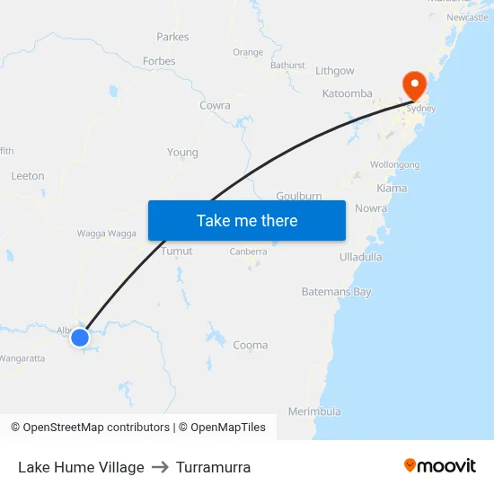 Lake Hume Village to Turramurra map