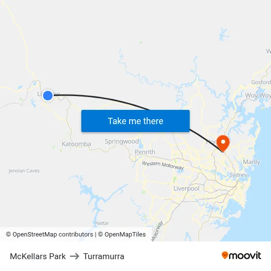 McKellars Park to Turramurra map