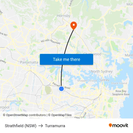 Strathfield (NSW) to Turramurra map