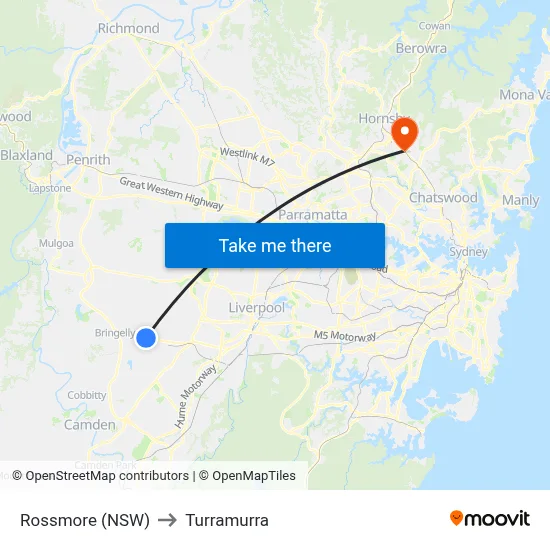 Rossmore (NSW) to Turramurra map