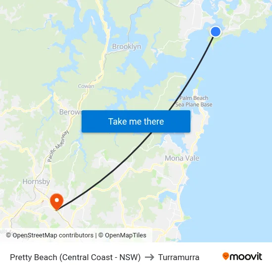 Pretty Beach (Central Coast - NSW) to Turramurra map
