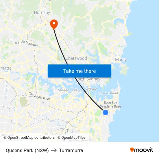 Queens Park (NSW) to Turramurra map