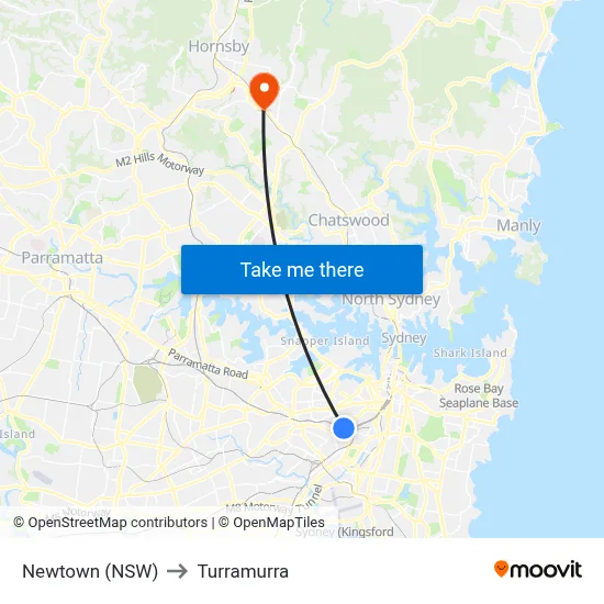 Newtown (NSW) to Turramurra map