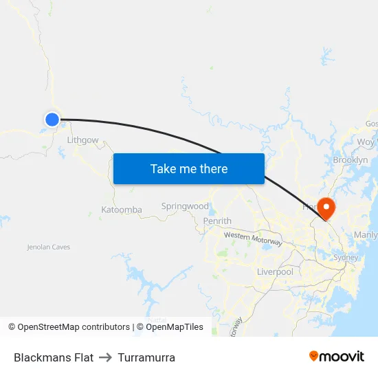 Blackmans Flat to Turramurra map