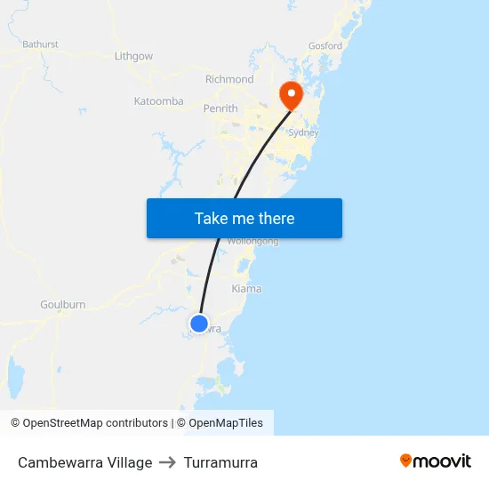 Cambewarra Village to Turramurra map